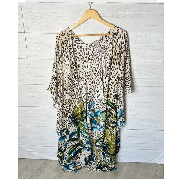 Chicos Kimono Womens One Size Colorful Animal and Palm Print Cover Up Summer - Picture 3 of 13
